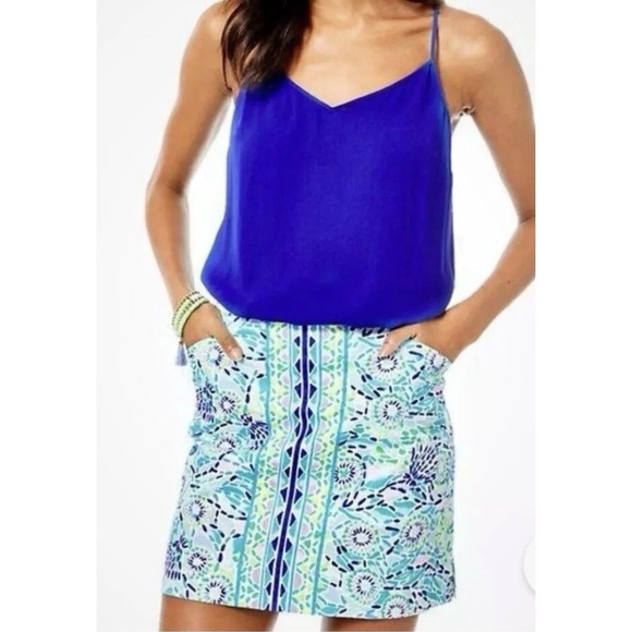 NWT Lilly Pulitzer Marigold Skort Blue Ibiza Open Water Green Pink Mini Size 2 - Picture 2 of 10